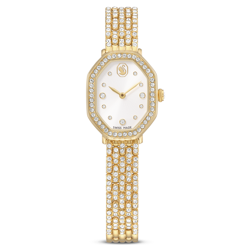 swarovski dextera octagon watch  swiss made  metal bracelet  gold tone  gold tone finish