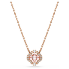 swarovski una necklace  clover  pink  rose gold tone plated