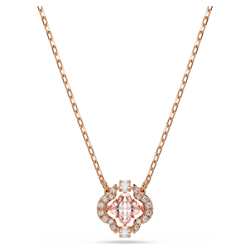 swarovski una necklace  clover  pink  rose gold tone plated