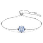 swarovski birthstone bracelet  square cut  march  blue  rhodium plated
