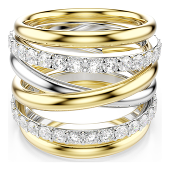 swarovski hyperbola cocktail ring  round cut  white  mixed metal finish