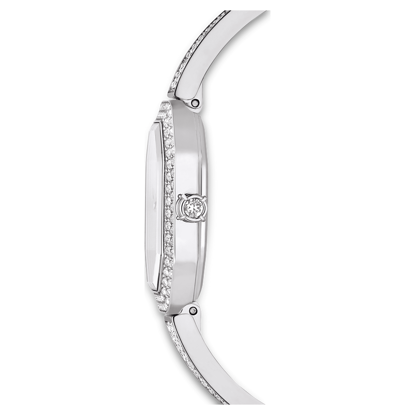 swarovski dextera bangle watch  swiss made  metal bracelet  silver tone  stainless steel