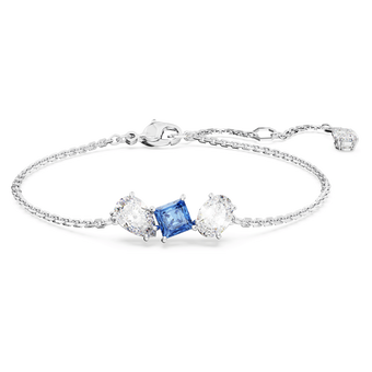 swarovski mesmera bracelet  mixed cuts  blue  rhodium plated