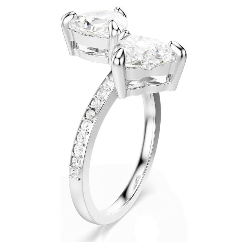 swarovski mesmera attract open ring  heart cut  pav   heart  white  silver tone finish