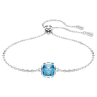 swarovski birthstone bracelet  square cut  december  blue  rhodium plated