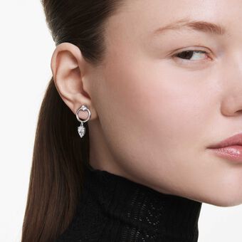 swarovski mesmera drop earrings  mixed cuts  white  rhodium plated