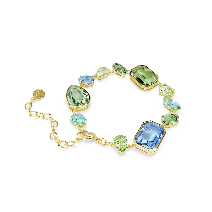 swarovski gema bracelet  mixed cuts  multicolored  gold tone plated