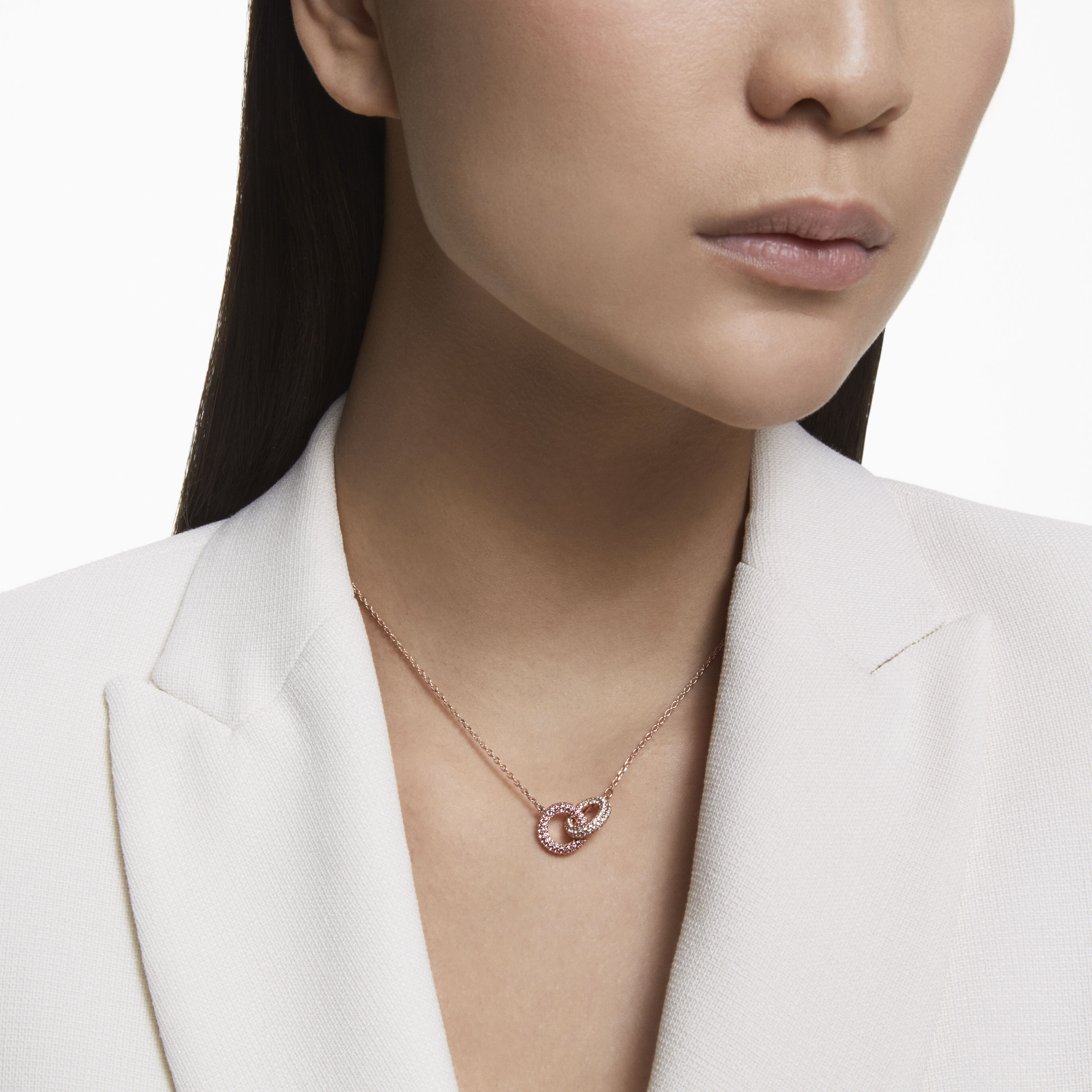 Buy Swarovski Stone necklace Pink Rose gold tone plated