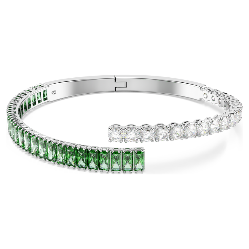 swarovski matrix bangle  mixed cuts  green  rhodium plated