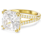 swarovski stilla cocktail ring  square cut  white  gold tone plated