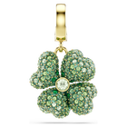 swarovski idyllia charm  clover  green  gold tone plated