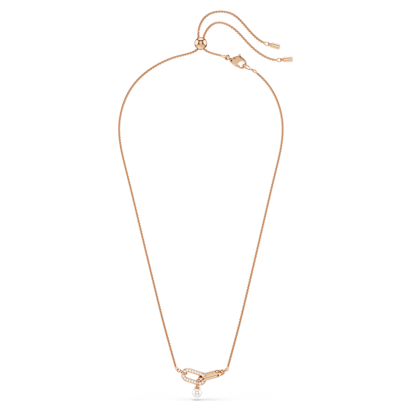 swarovski constella pendant  crystal pearl  round cut  white  rose gold tone plated