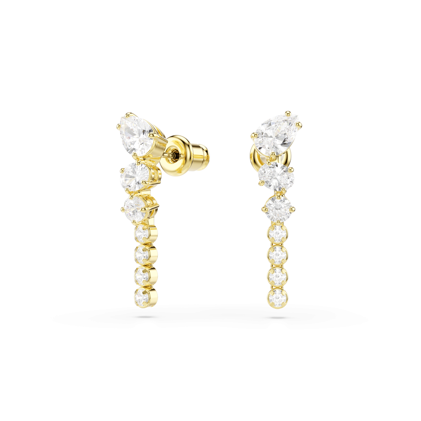 swarovski mesmera drop earrings  mixed cuts  white  18k gold finish