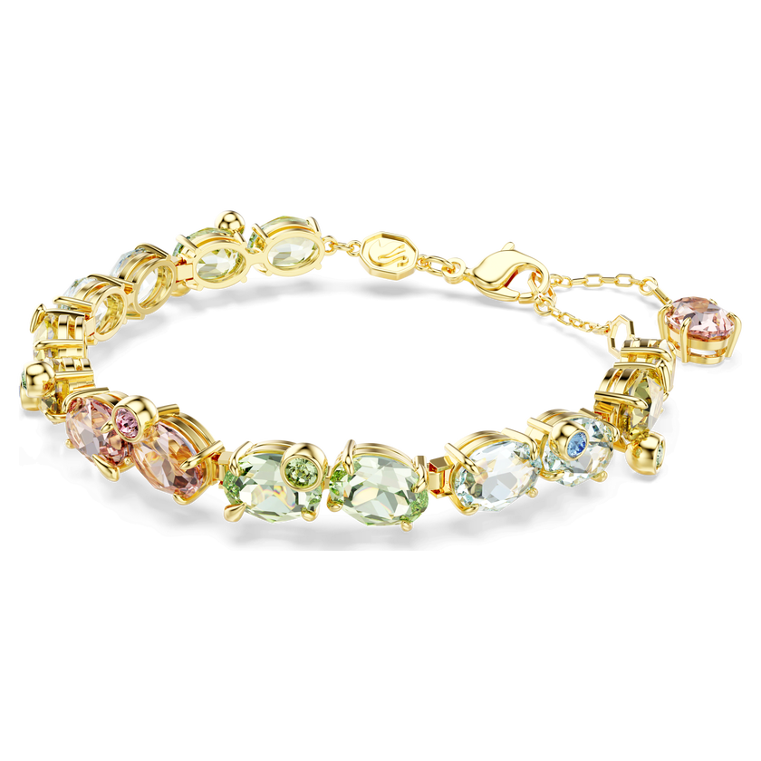 swarovski gema tennis bracelet  mixed cuts  multicolored  gold tone plated