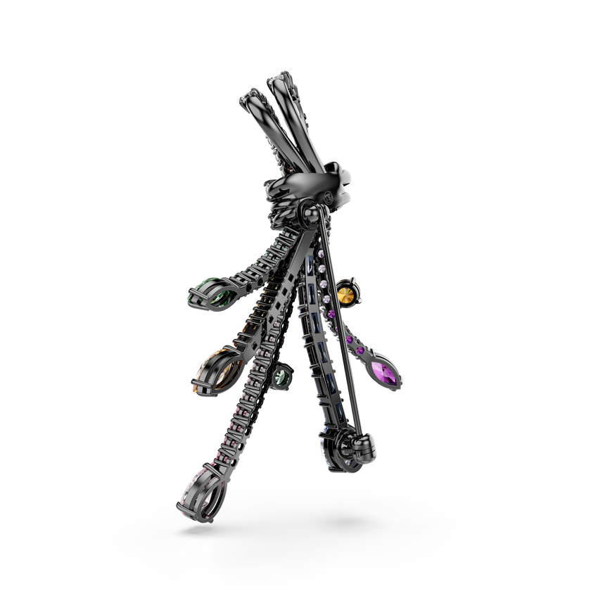 swarovski matrix pendant and brooch  mixed cuts  bouquet  multicolored  ruthenium plated