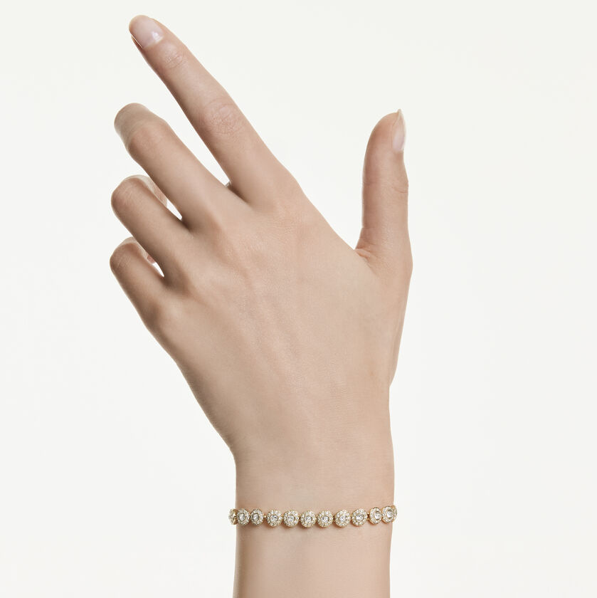 swarovski una angelic bracelet  round cut  white  gold tone plated