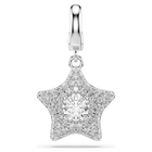 swarovski sublima charm  round cut  star  white  rhodium plated