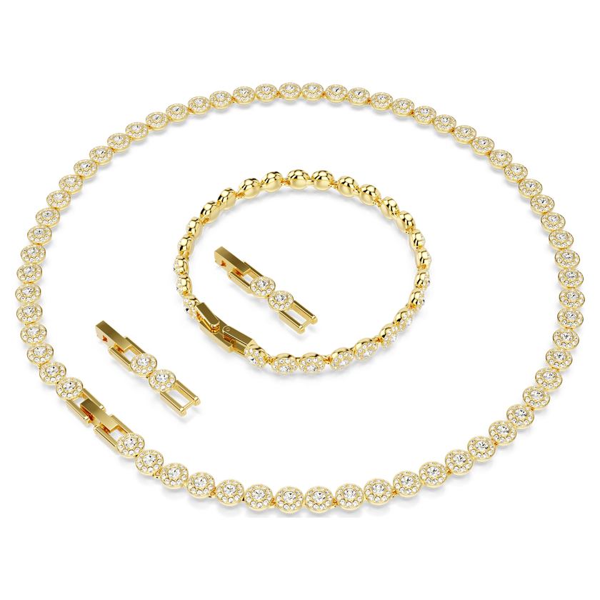 swarovski una angelic set  round cut  white  gold tone plated