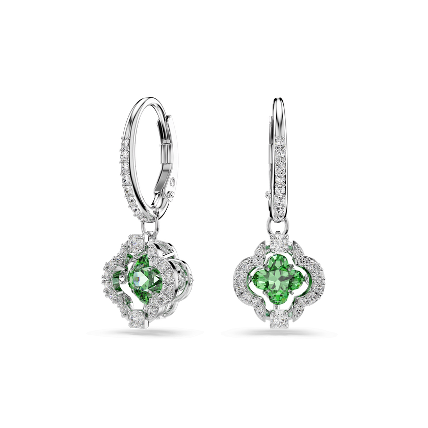 swarovski una angelic drop earrings  mixed cuts  green  rhodium plated