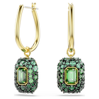 swarovski sublima drop earrings  octagon cut  green  18k gold finish