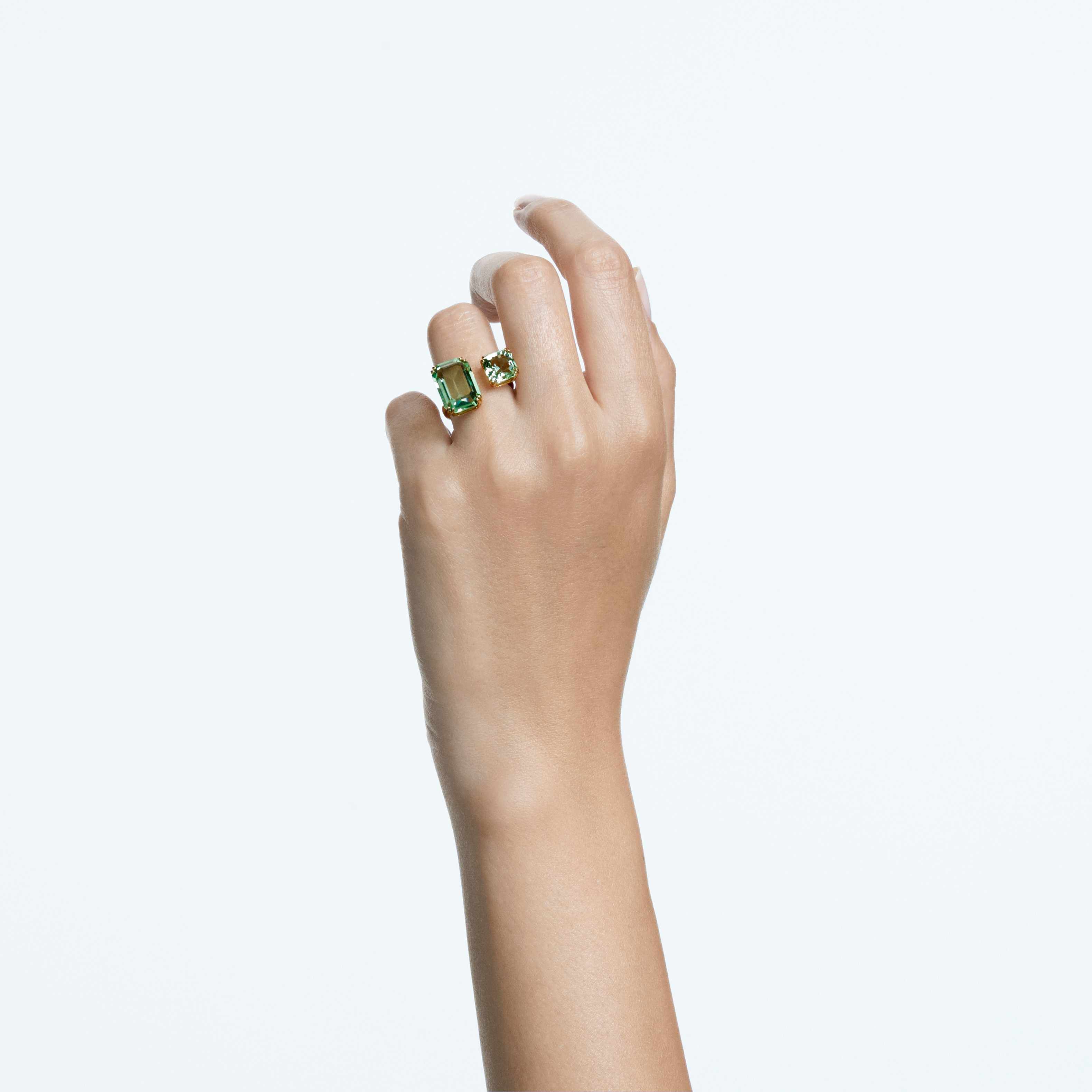 swarovski millenia cocktail ring  octagon cut crystals  green  gold tone plated