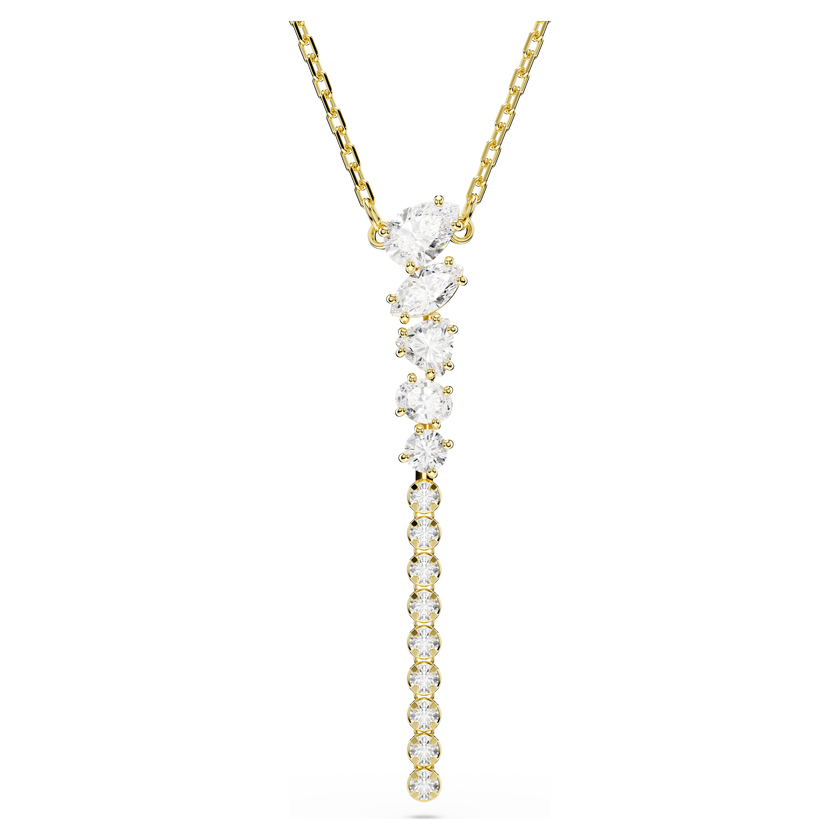 swarovski mesmera y necklace  mixed cuts  white  18k gold finish