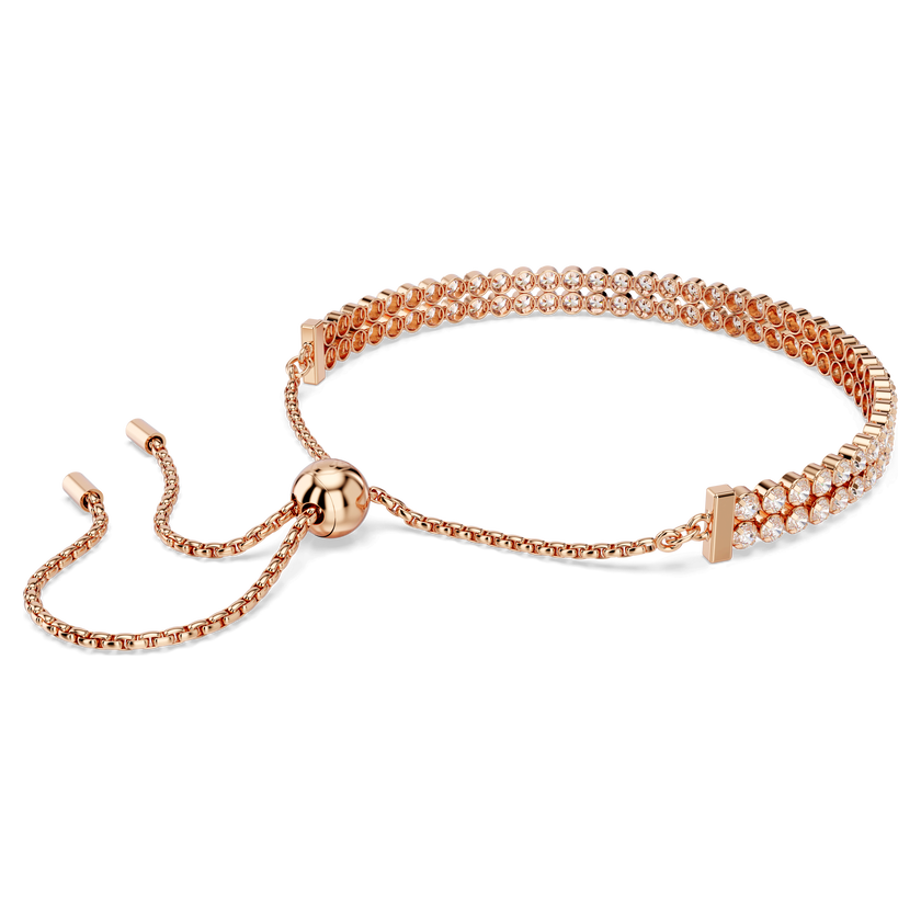 swarovski matrix tennis bracelet  round cut  white  18k rose gold finish