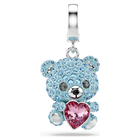 swarovski idyllia charm  mixed cuts  teddy  blue  rhodium plated
