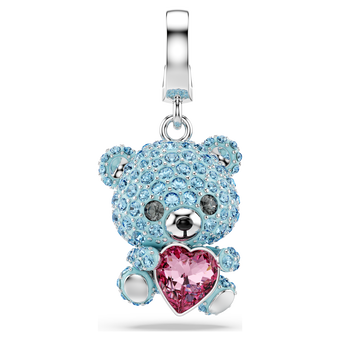 swarovski idyllia charm  mixed cuts  teddy  blue  rhodium plated