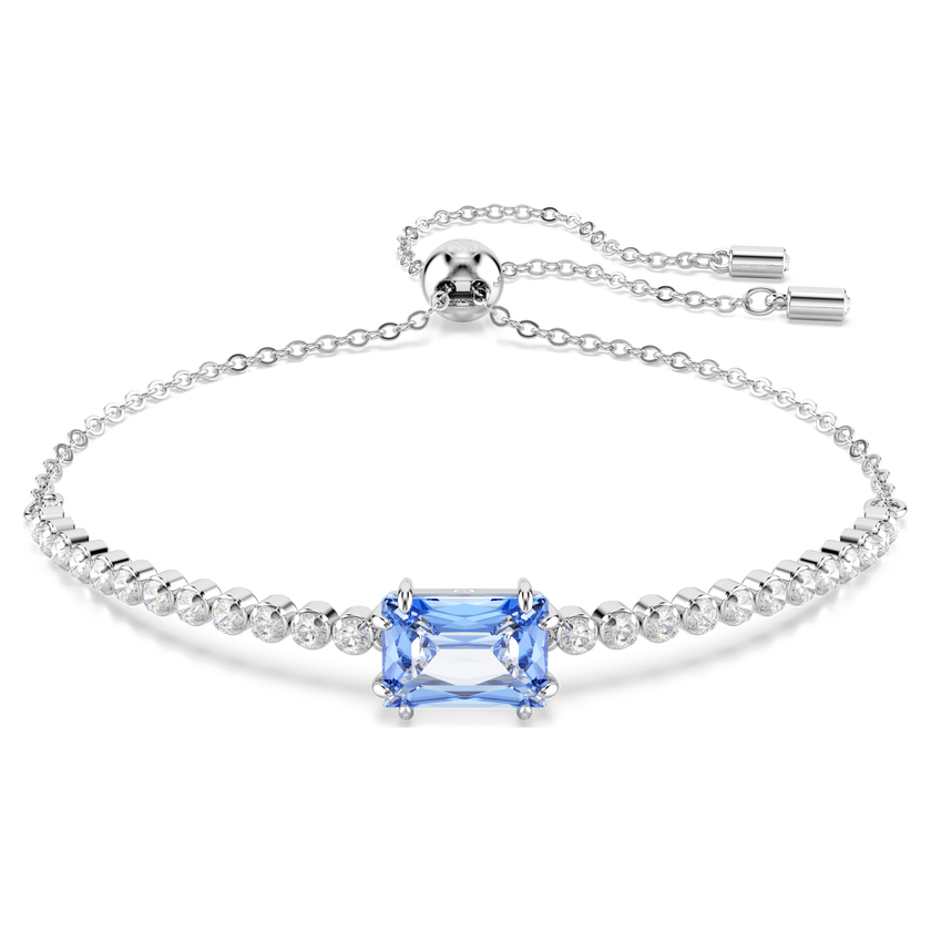 swarovski matrix tennis bracelet  mixed cuts  blue  rhodium plated