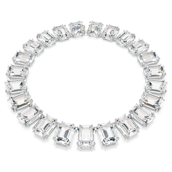 swarovski millenia tennis necklace  octagon cut  white  rhodium plated