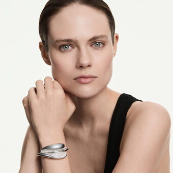 swarovski classica bangle  statement  round cut  white  sterling silver