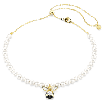 swarovski idyllia choker  crystal pearl  mixed cuts  bee  white  gold tone plated