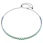 swarovski matrix tennis necklace  gradient of round cuts  multicolored  ruthenium plated