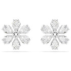 swarovski idyllia stud earrings  mixed cuts  snowflake  white  rhodium plated
