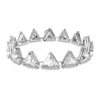 Millenia bracelet, Triangle cut crystal, White, Rhodium plated swarovski millenia bracelet triangle cut crystal white rhodium plated