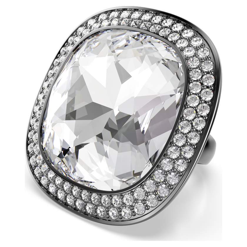 swarovski una angelic cocktail ring  cushion cut  white  ruthenium plated