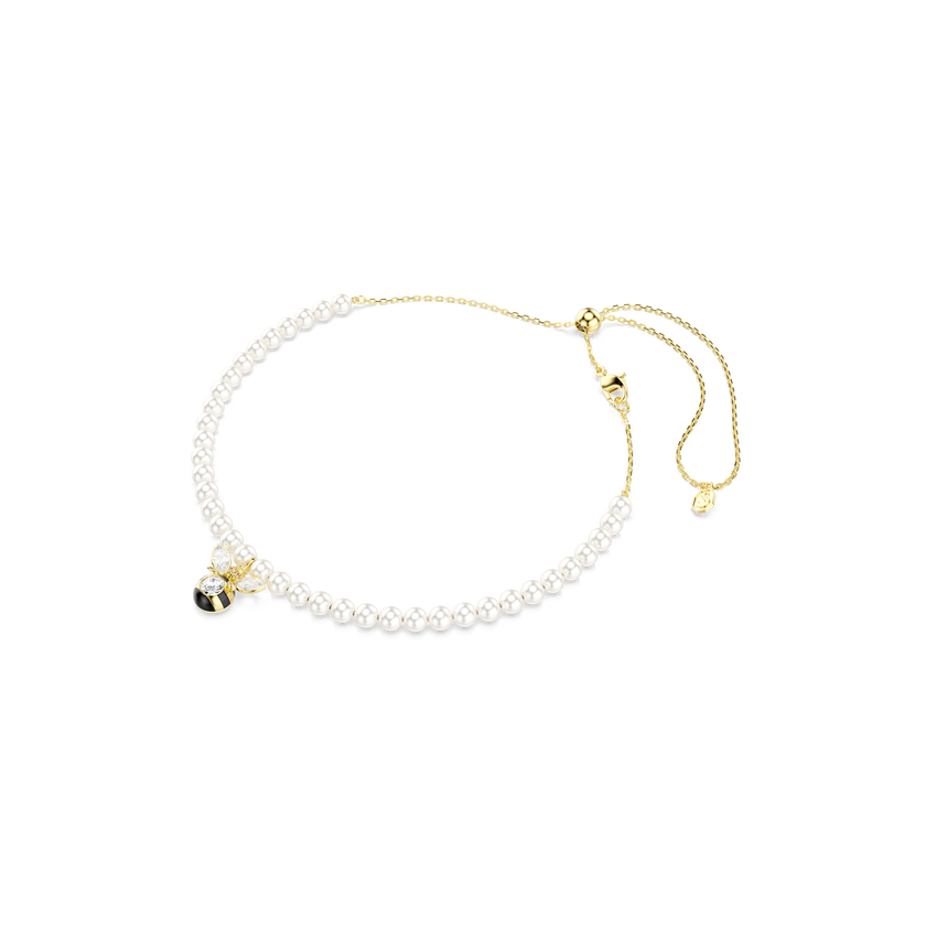 swarovski idyllia choker  crystal pearl  mixed cuts  bee  white  gold tone plated