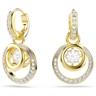 swarovski hyperbola drop earrings  round cut  white  gold tone plated