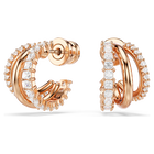 swarovski hyperbola hoop earrings  mixed cuts  mini  white  rose gold tone plated