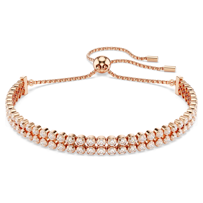 swarovski matrix tennis bracelet  round cut  white  18k rose gold finish