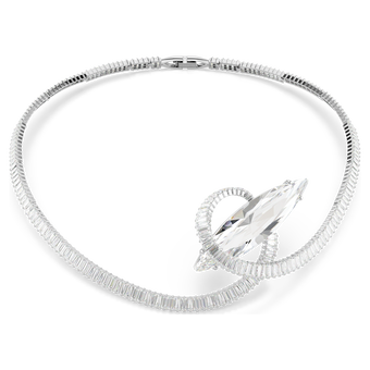 swarovski matrix choker  baguette cut  white  rhodium plated