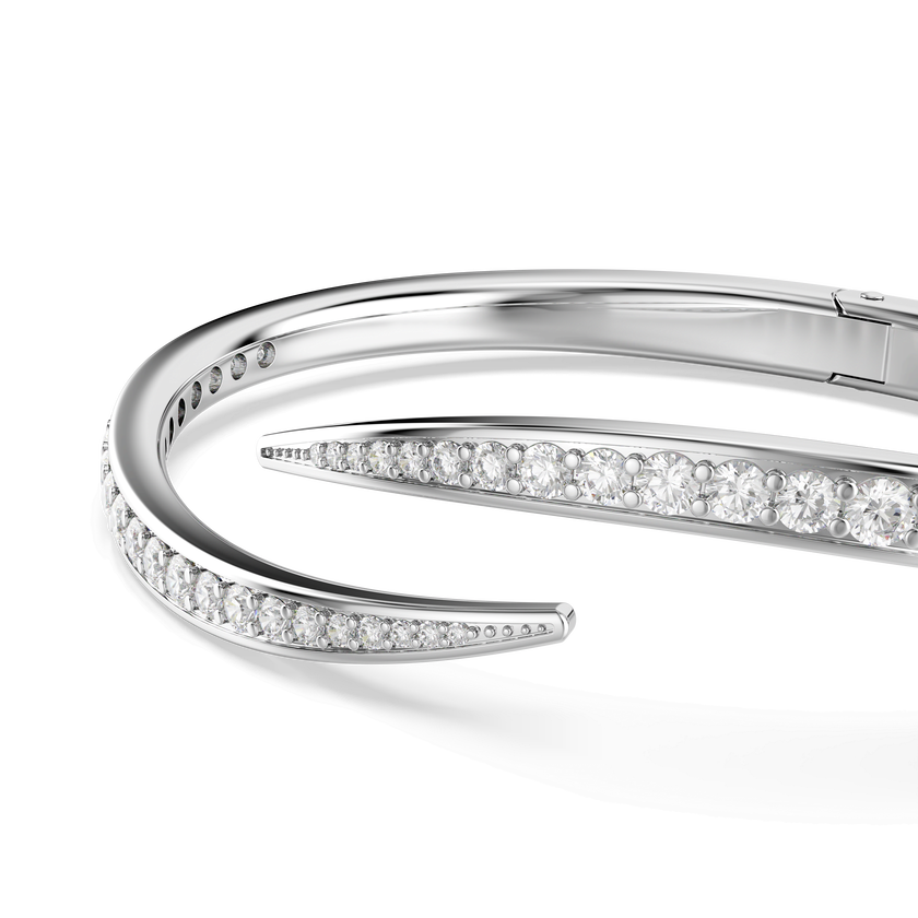 swarovski vienna bangle  round cut  swan  white  rhodium plated