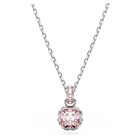 swarovski birthstone pendant  square cut  june  pink  rhodium plated
