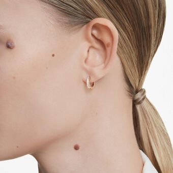 swarovski matrix hoop earrings  round cut  white  rose gold tone plated