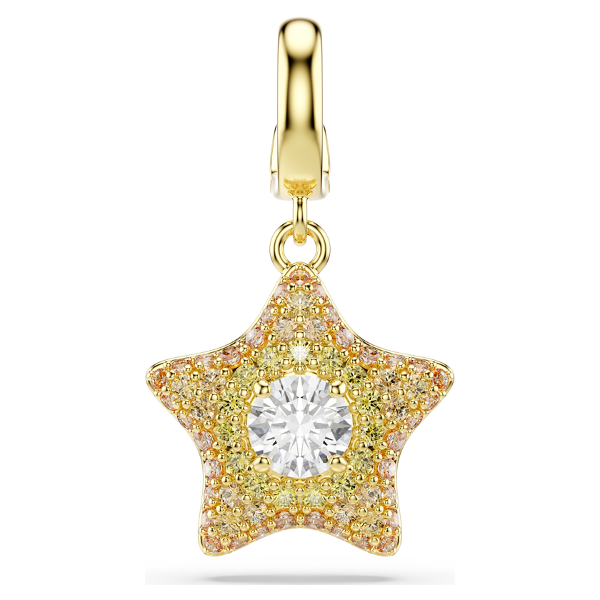 swarovski sublima charm  round cut  star  yellow  18k gold finish