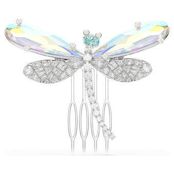 ariana grande x swarovski brooch and hair accessory  mixed cuts  dragonfly  green  rhodium plated