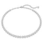 Imber Tennis necklace, Round cut, White, Rhodium plated