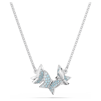 swarovski lilia necklace  butterfly  blue  rhodium plated