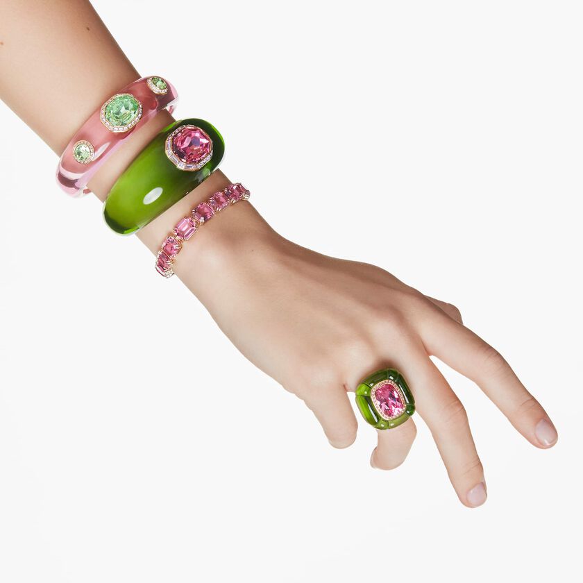 swarovski dulcis cuff  mixed cuts  multicolored  18k gold finish